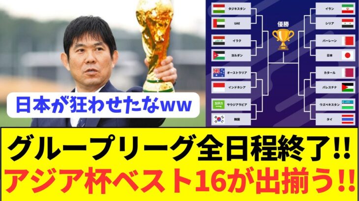 【速報】アジアカップ決勝トーナメントチームが出揃う！！！！！！！！！