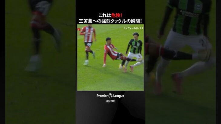 【サッカー日本代表 三笘薫】プレミアリーグらしい荒々しいプレーを受け、レッドカード誘発！#プレミアリーグ第25節シェフィールド・ユナイテッドvsブライトン #ABEMAでプレミアリーグ #shorts