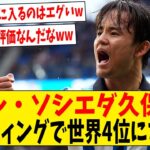 【朗報】久保建英さん、右ウィングランキングで世界4位に【ネットの反応】#サッカー #反応集 #サッカー解説