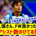 【悲報】久保建英さん、まともなFWいるチームならもう7アシストくらいしてそうｗｗｗｗｗ