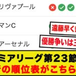 【魔境】プレミアリーグ第２３節終了、最新の順位表がコチラです