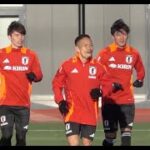 アジアカップ後、初の日本代表練習！J組３人＋久保・田中選手でスタートします！　※練習内容はわかりにくい映像です