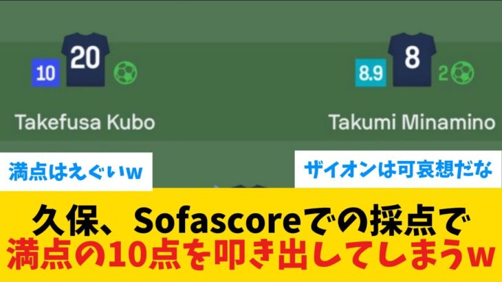 【驚愕】久保さん、10点満点のスタッツを残してしまうwww