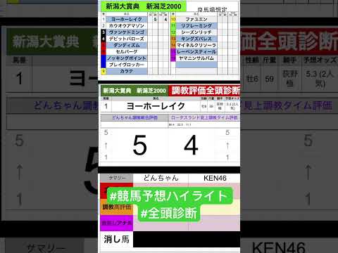 #ヨーホーレイク　#競馬予想ハイライト #全頭診断  #新潟大賞典