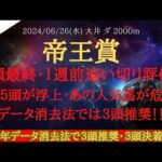 【 追い切り・データ 】帝王賞 2024 予想 全頭最終・１週前追い切り評価であの５頭が浮上・あの人気馬が危険!?データ消去法では３頭推奨！！【中央競馬予想】