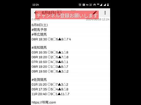 6月8日(土) #競馬予想 #帯広競馬 #高知競馬 #佐賀競馬