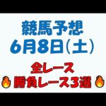 【競馬予想】６月８日（土）全レース予想／厳選３レース(平場予想・重賞予想)