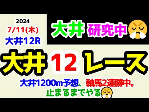 【大井競馬研究中😏】大井1200m予想 軸馬2連勝中!!  止まるまでやってやる😤【2024.7.11 大井12R C2二三四 (C2三)】