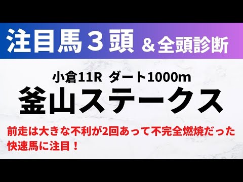 【2024競馬予想】釜山ステークス｜前走は大きな不利が2回あって不完全燃焼だった快速馬に注目！