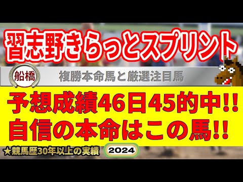 習志野きらっとスプリント2024競馬予想（46日45的中と絶好調！※5月以降）＆門別ノースクイーンカップ・園田盛夏特別