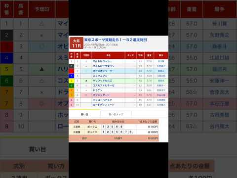 大井競馬場 第11レース 東京スポーツ賞 を予想します #競馬 #予想 #競馬予想 #買い目 #大井11r #大井競馬 #大井競馬場 #メインレース #南関東競馬 #地方競馬