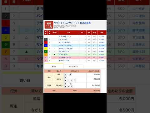 船橋競馬場 メインレース ペリドットスプリント を予想します #競馬 #予想 #競馬予想 #買い目 #船橋11R #船橋競馬 #船橋競馬場 #ペリドットスプリント #メインレース #地方競馬