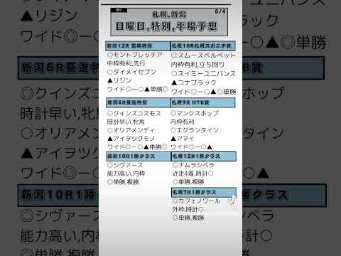 🔥日曜日,特別,平場予想🔥穴馬多めに… #競馬 #予想 #札幌12R #新潟12R　#競馬予想