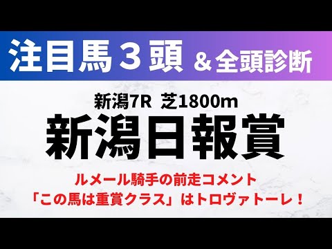 【2024新潟日報賞】競馬予想｜ルメール騎手「この馬は重賞クラスです」はトロヴァトーレ！