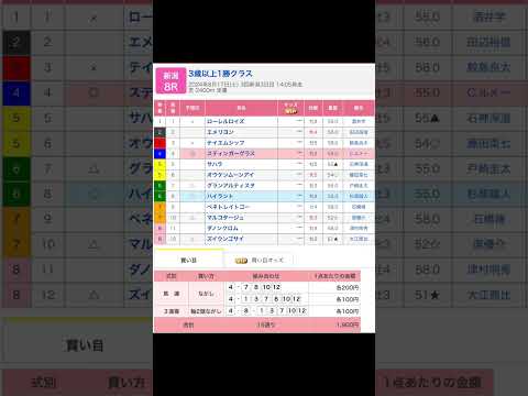 新潟競馬場 第8レース を予想します #競馬 #予想 #競馬予想 #買い目 #新潟11r #新潟競馬 #新潟競馬場 #日本海ステークス #jra #メインレース #夏競馬