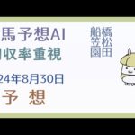 【競馬予想AI】2024年8月30日の予想【回収率重視】