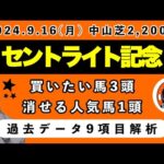 【セントライト記念2024】過去データ9項目解析!!買いたい馬3頭と消せる人気馬1頭について(競馬予想)