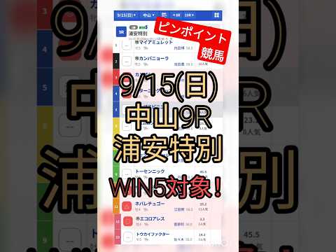 9/15(日)浦安特別2024（中山9R）#競馬予想 #中央競馬予想 #中山競馬 #中央競馬ライブ #win5 #競馬 #中央競馬 #馬券 #jra #JRAライブ　#supermariorpg